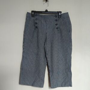 New Directions wide leg cropped sailor jeans railroad stripe cotton size 14P